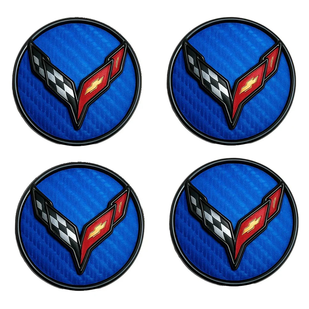 C8 Corvette DynamicCaps - Show Edition Floating Center Caps : Carbon Fiber Look - Set of 4