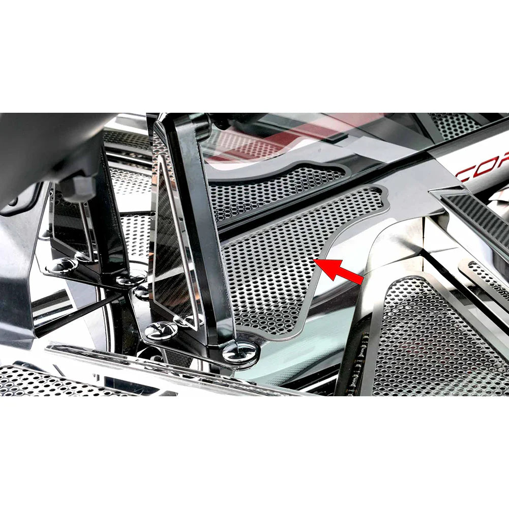C8 Corvette Coupe Rear Cowl Covers 2Pc : Stainless Steel