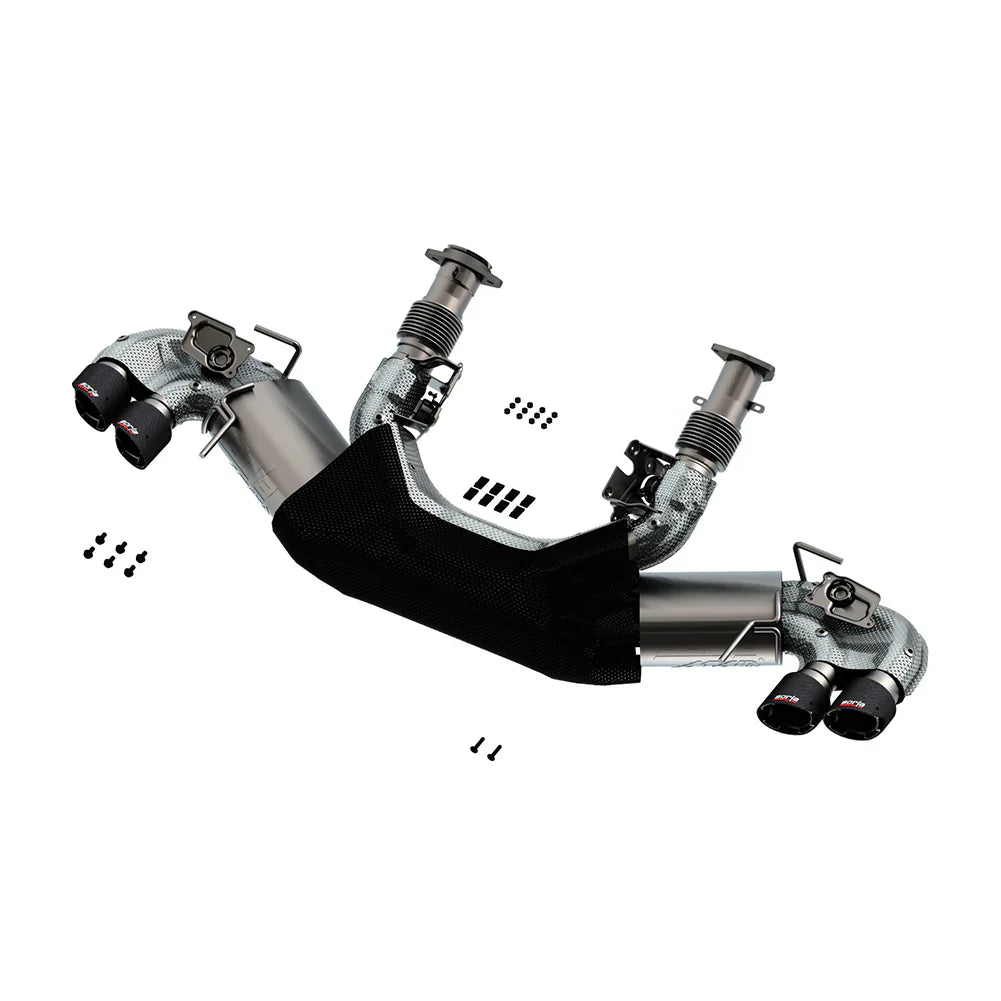 C8 Corvette Stingray Exhaust - Borla Atak Cat Back : Quad 4.0" Dual Rolled Angle Carbon Fiber Tips