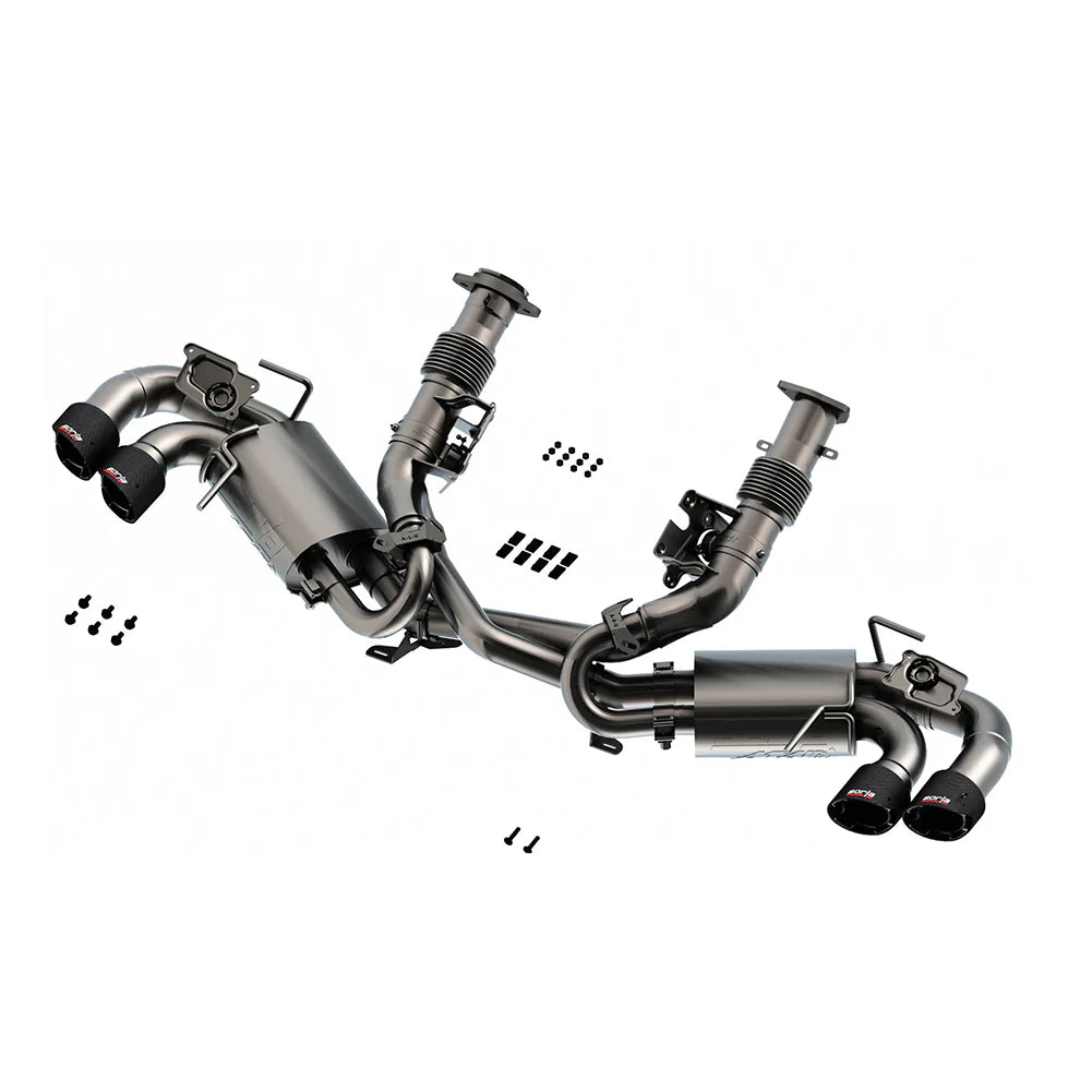 C8 Corvette Stingray Exhaust - Borla Atak Cat Back : Quad 4.0" Dual Rolled Angle Carbon Fiber Tips