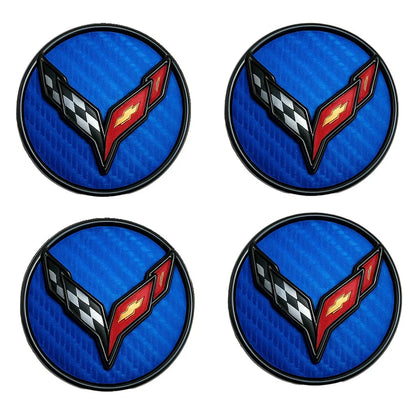 C8 Corvette DynamicCaps - Show Edition Floating Center Caps : Carbon Fiber Look - Set of 4
