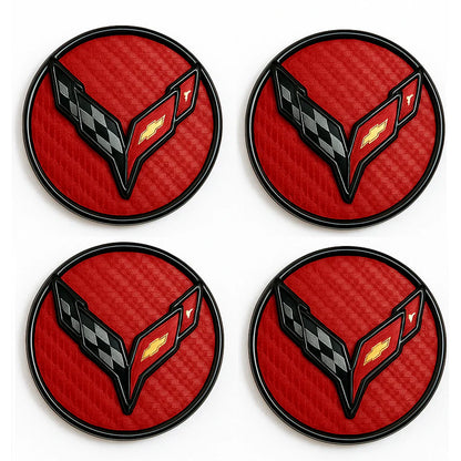 C8 Corvette DynamicCaps - Show Edition Floating Center Caps : Carbon Fiber Look - Set of 4