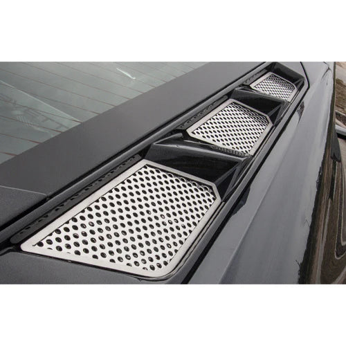 C8 Corvette Perforated Rear Hood Vent Inserts 6Pc : Polished Stainless Steel