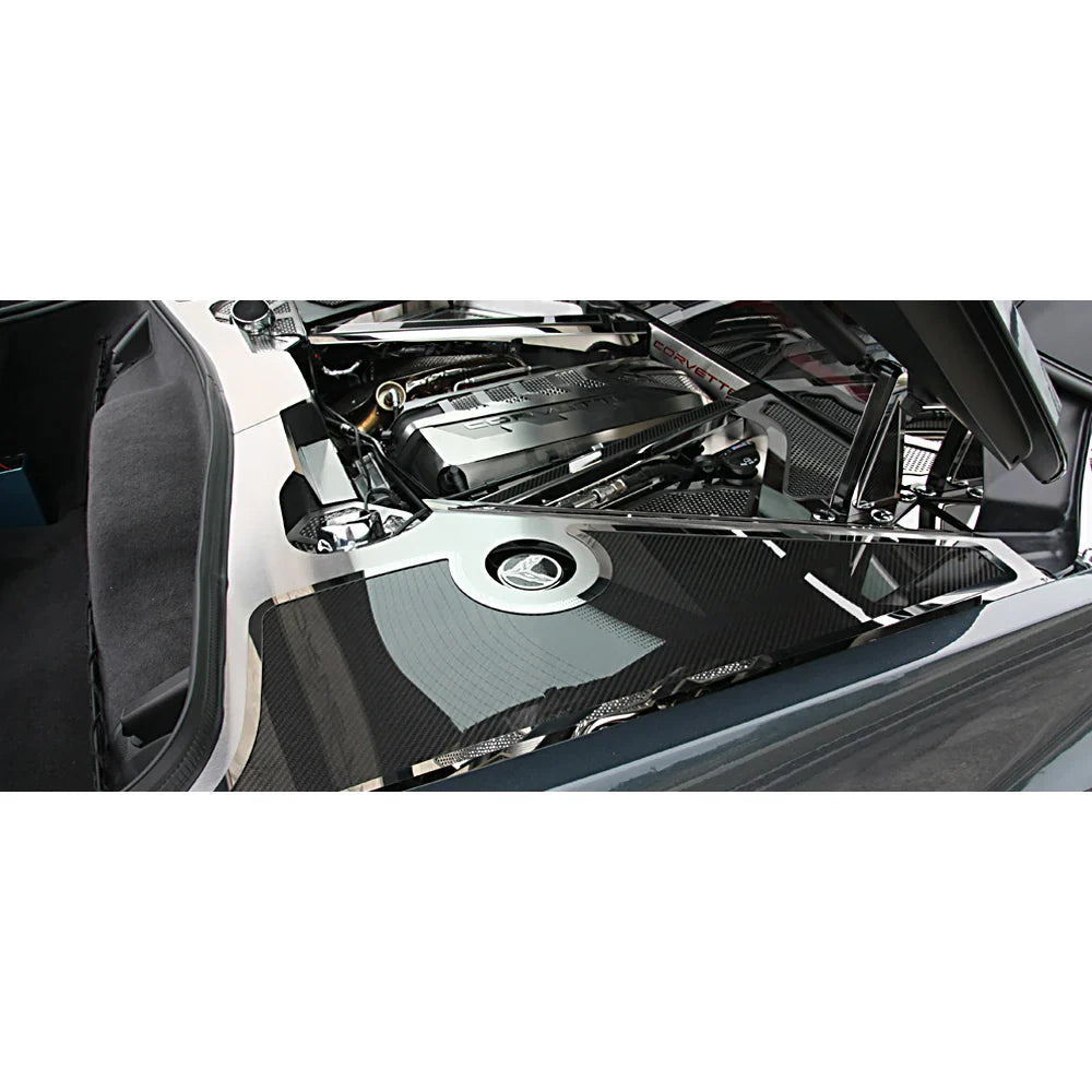 C8 Corvette Fender Covers Brushed w/Carbon Fiber Inserts : Stainless Steel