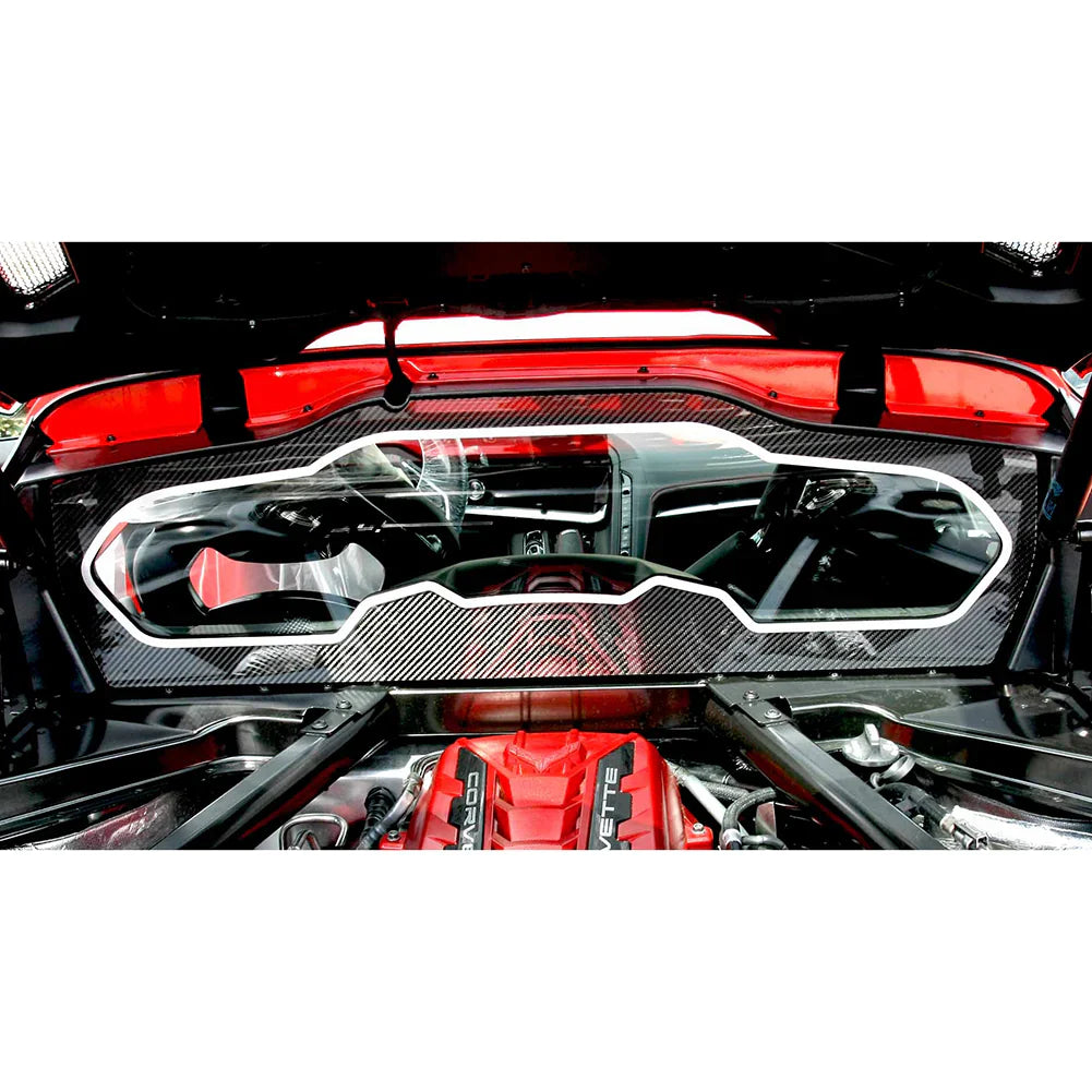 C8 Corvette Coupe Rear Window Carbon Fiber Frame W/Stainless Steel Trim
