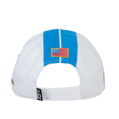Shelby White With Blue Racing Stripes Hat