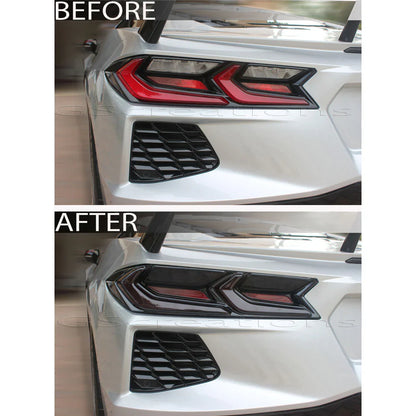 Corvette Rear Tail Light Molded Rear Blackout Smoked Covers : C8 Stingray, Z51