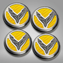 Corvette Engine Cap Cover Set - Flag Emblem - C8 Stingray, Z51-Yellow Carbon Fibre