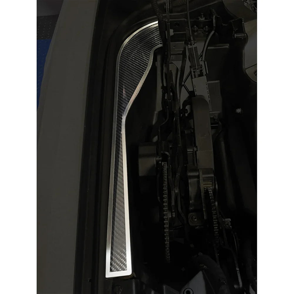 C8 Corvette HTC Hinge Dress Up Plates : Brushed Stainless w/ Carbon Fiber
