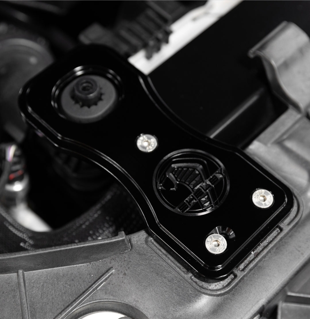 Shelby Ghosted Billet Radiator Mounts (Ghosted Logo)