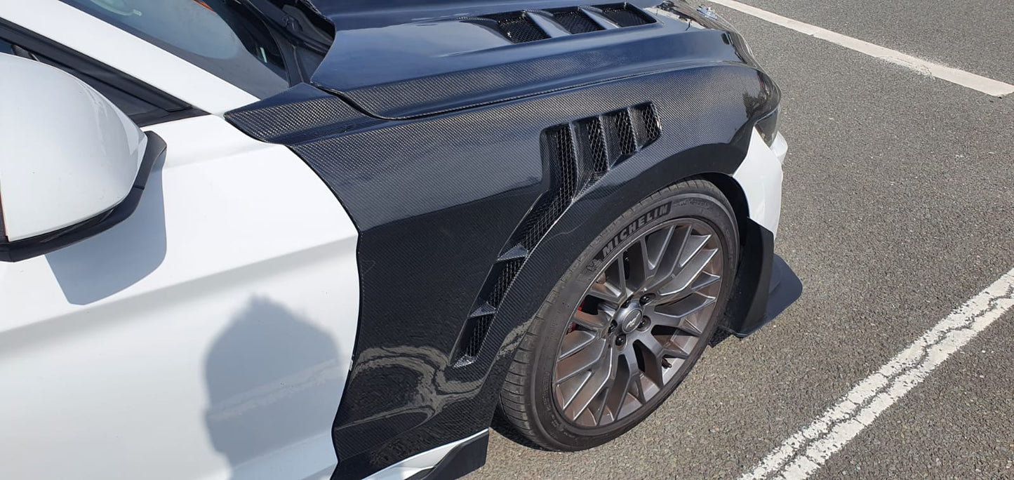 15-17 Ford Mustang GTD Style Front Fenders Pair  (Carbon Fibre)